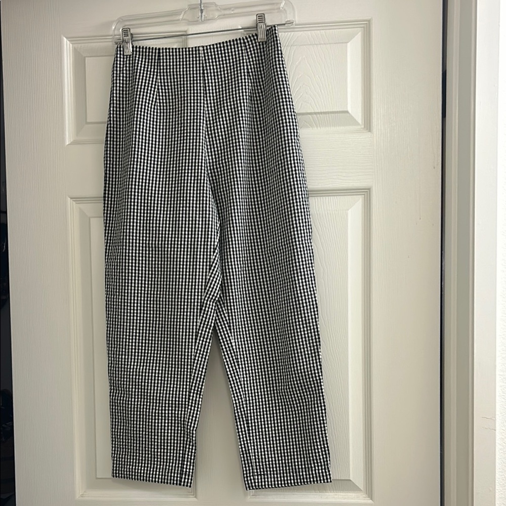 Doen Black and White Gingham High-Waist Pants